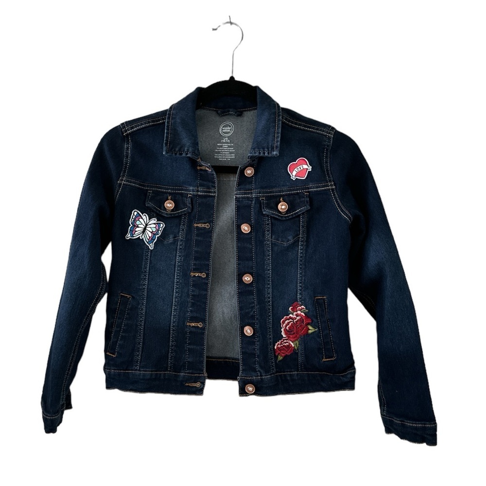 Wonder Nation, Fashion Stretch Denim Jacket with Patchwork Size L/G (10-12)